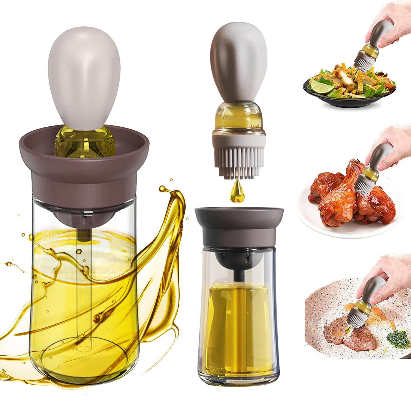 オイルディスペンサー ブラシ付き ガラスオリーブオイルディスペンサー オイルディスペンサー ブラシ付き ガラスオリーブオイルディスペンサー